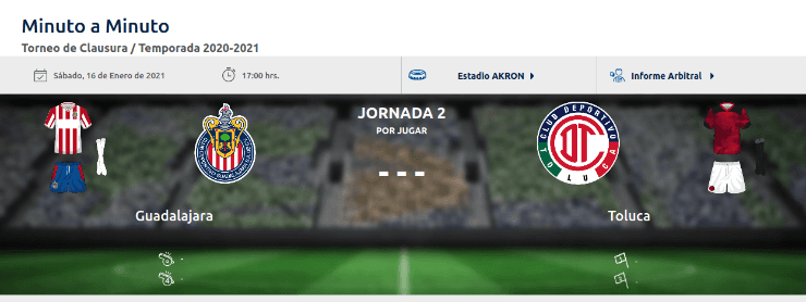 Uniformes de Chivas vs Toluca en Liga MX Uniformes de Chivas vs Toluca en Liga MX