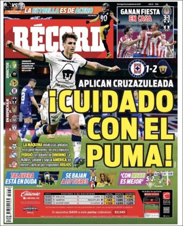Chivas Monterrey Liga MX portada Récord Chivas Monterrey Liga MX portada Récord