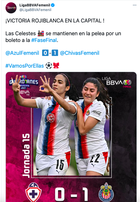 Chivas Femenil derrota 1-0 a Cruz Azul Chivas Femenil derrota 1-0 a Cruz Azul