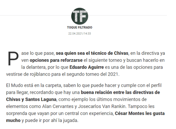 Información de Toque Filtrado Información de Toque Filtrado