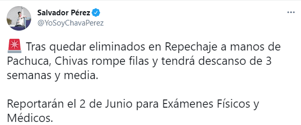 Tuit de Salvador Pérez Tuit de Salvador Pérez
